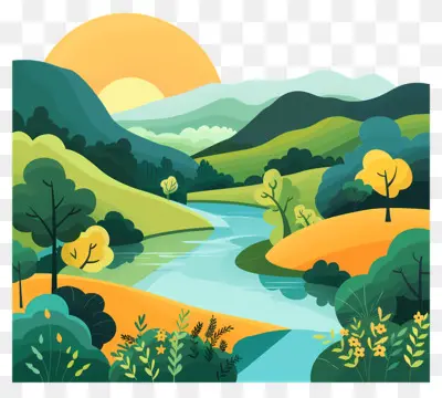 How to draw river landscape scenery of mountain waterfalls. Draw beautiful  mountain landscape. - YouTube